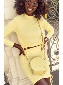 Fitted ribbed women\'s yellow set FG610 - Online store - Boutique